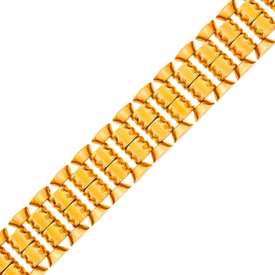 Lot 1159 - Wide Gold Link Bracelet