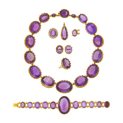 Lot 50 - Antique Gold and Amethyst Parure