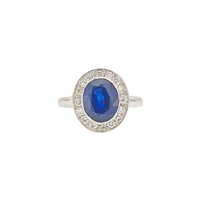 Lot 1128 - White Gold, Sapphire and Diamond Ring