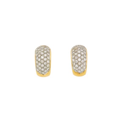 Lot 1005 - Pair of Two-Color Gold and Diamond Earrings