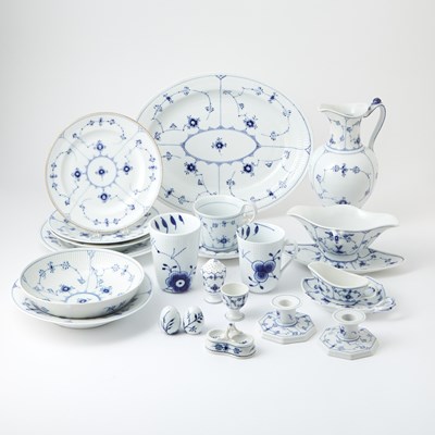 Lot 288 - Assembled Royal Copenhagen Porcelain "Blue Fluted Plain" Partial Dinner Service