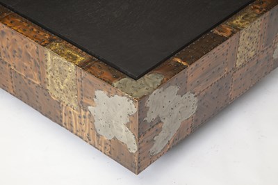 Lot 815 - Paul Evans Patinated Copper, Steel, Pewter and Stone "Patchwork" Coffee Table