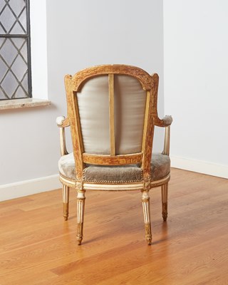 Lot 288 - Louis XVI Painted and Parcel-Gilt Fauteuil