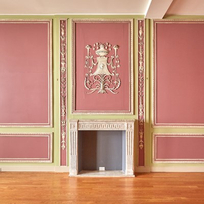 Lot 347 - Italian Neoclassical Green and Mauve Painted Room Paneling