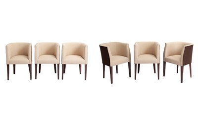 Lot 757 - Set of Six French Art Deco Upholstered Macassar Ebony Armchairs