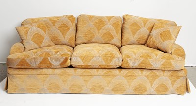 Lot 852 - Contemporary Cut Velvet Upholstered Three-Seat Sofa