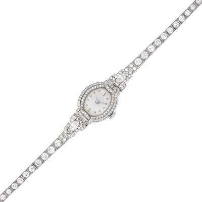 Lot 155 - Platinum and Diamond Wristwatch