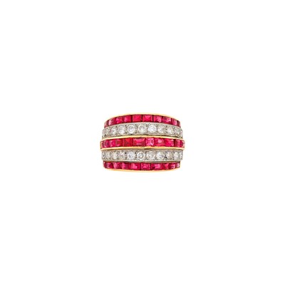 Lot 115 - Rose Gold, Platinum, Ruby and Diamond Ring