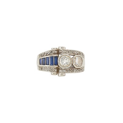 Lot 2226 - Platinum, Sapphire and Diamond Ring