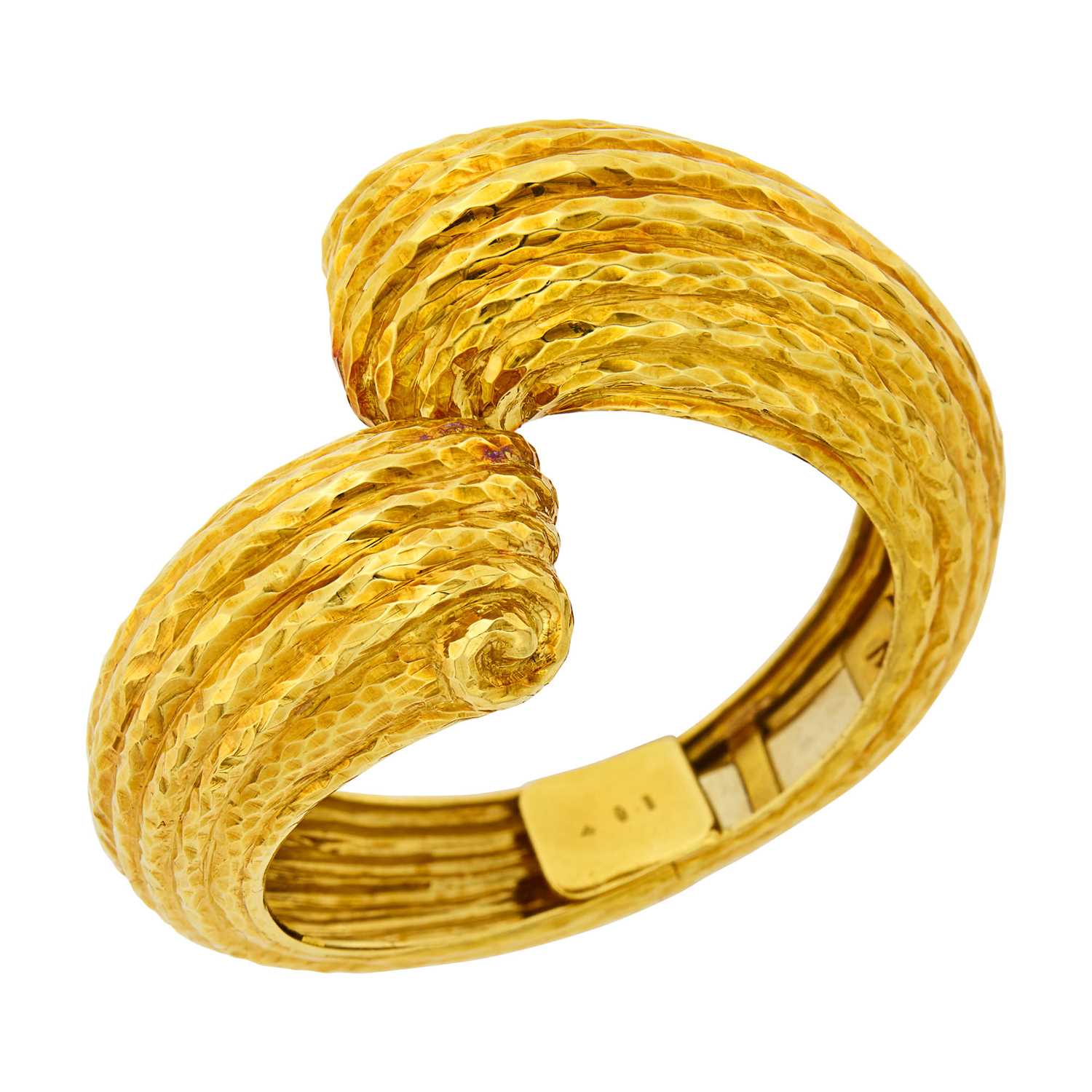 Lot 91 - Hammered Gold Crossover Bangle Bracelet