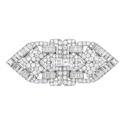 Lot 167 - Platinum and Diamond Double Clip-Brooch