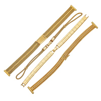 Lot 1243 - Four Gold Watch Straps