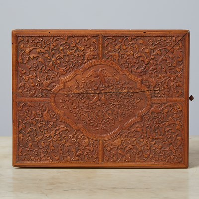 Lot 369 - "Bagard" Carved Wood Writing Box