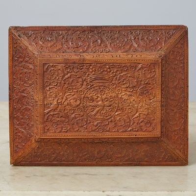 Lot 370 - Fine Dome-Top Carved Wood "Bagard" Box