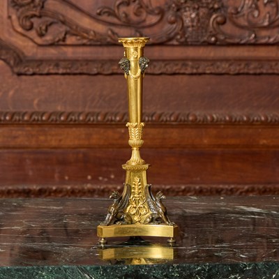 Lot 275 - Fine Neoclassical Gilt-Bronze Candlestick Attributed to Giuseppe Valadier