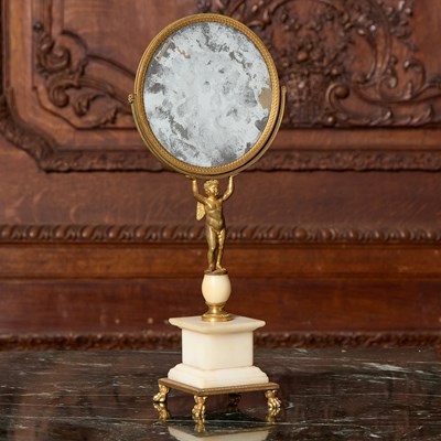 Lot 273 - Charlex X Gilt-Bronze and Marble Cherub Table Mirror