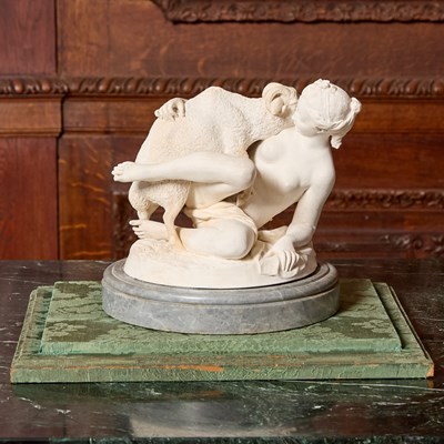 Lot 218 - French Erotic White Plaster Sculpture in a Glass Box