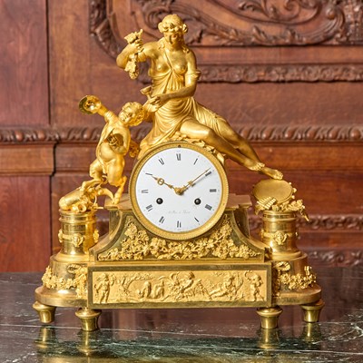 Lot 260 - Empire Gilt-Bronze Figural Mantel Clock