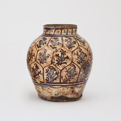 Lot 759 - An Arabic Blue and Brown Glazed Jar