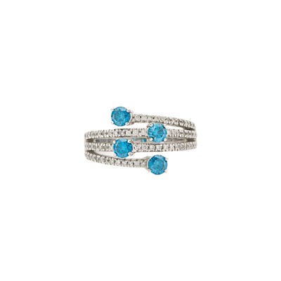 Lot 138 - White Gold, Treated Blue Diamond and Diamond Ring