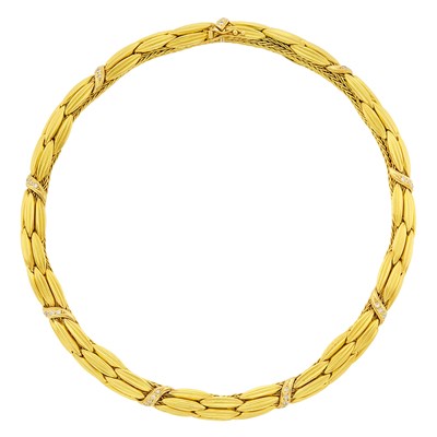 Lot Ilias Lalaounis Gold and Diamond Wheat Sheaf Necklace