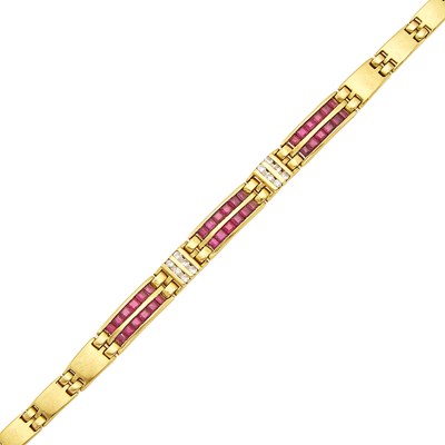 Lot 1231 - Gold, Ruby and Diamond Bracelet