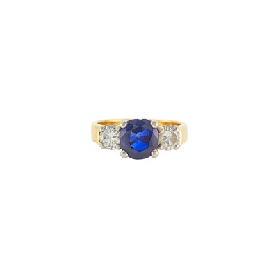 Lot 1245 - Gold, Platinum, Sapphire and Diamond Ring