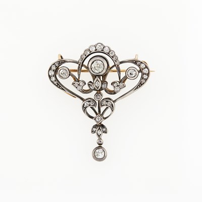 Lot 2223 - Antique Silver and Diamond Brooch