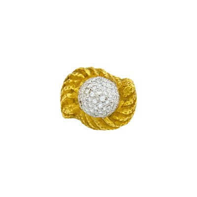 Lot 153 - Two-Color Gold and Diamond Dome Ring