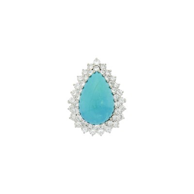 Lot 106 - White Gold, Turquoise and Diamond Ring