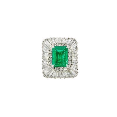 Lot 1101 - Platinum, Emerald and Diamond Ring