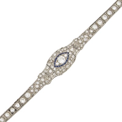 Lot 1135 - Platinum, Diamond and Sapphire Bracelet