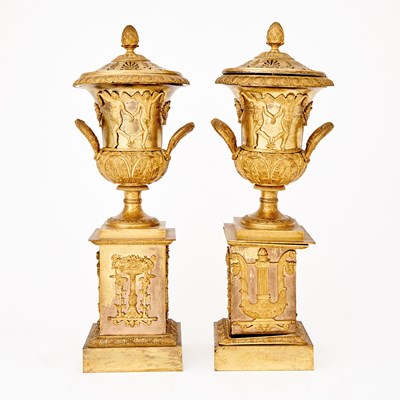 Lot 288 - Pair of Empire Gilt Bronze Cassolettes