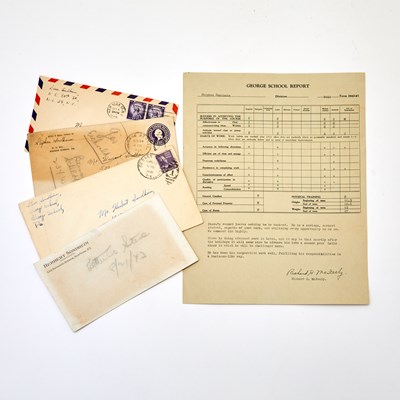 Lot 262 - Stephen Sondheim's 1942-43 George School Report Card and four associated early envelopes