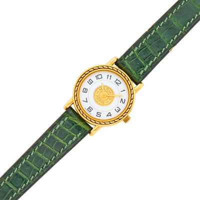 Lot Hermès Paris Gold 'Sellier' Wristwatch