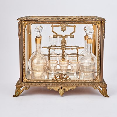 Lot 344 - French Gilt-Metal and Glass Cave à Liqueur