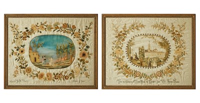 Lot 350 - Two French Silk Needlework Pictures