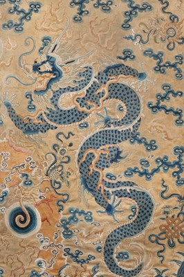 Lot 502 - A Chinese Embroidered Dragon Throne Cushion Cover