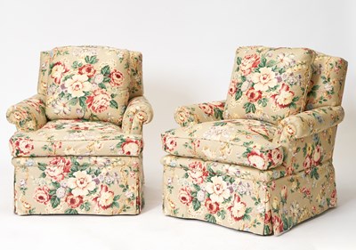 Lot 380 - Pair of Floral Upholstered Club Chairs