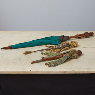 Lot 195 - Group of Three French Wood and Metal Jester-themed Objects