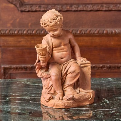 Lot 198 - Fine Terra-Cotta Sculpture of a Boy with a Goblet