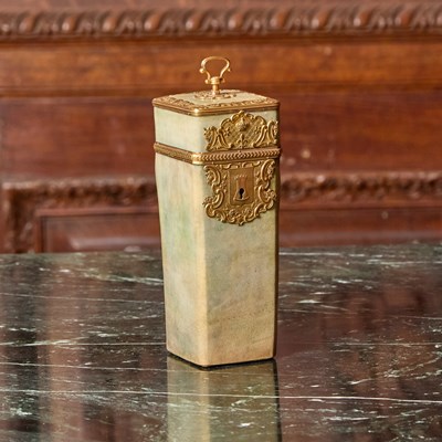 Lot 201 - Louis XV Gold Mounted Shagreen Etui Containing Two Glass Perfume Bottles