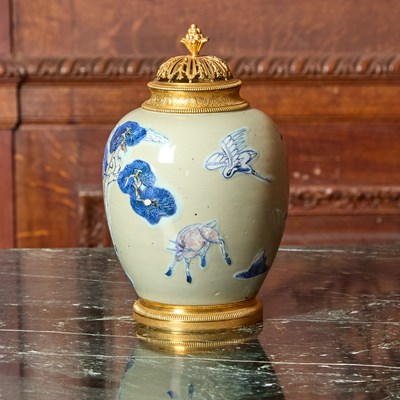 Lot 208 - Gilt-Bronze Mounted Chinese Celadon Glazed Porcelain Fleuri Vase