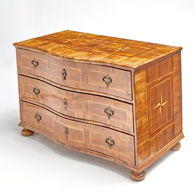 Lot 674 - Continental Walnut Parquetry Commode