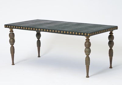 Lot 382 - Faux Alligator Covered Brass Low Table