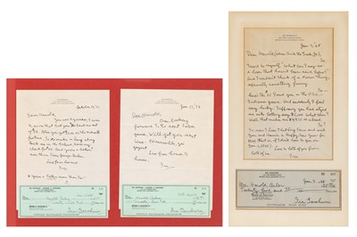 Lot 635 - Three signed letters and checks from Ira Gershwin to Harold Arlen