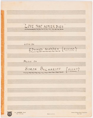 Lot 632 - An original Simon Bucharoff manuscript for the song Love That Never Dies