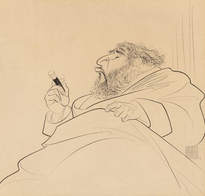Lot 562 - An original Al Hirschfeld of Peter Ustinov in Photo Finish
