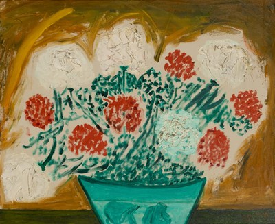 Lot 654 - An original Harold Arlen painting of red and white flowers