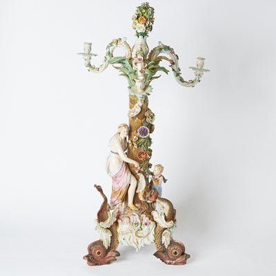 Lot 280 - Meissen Porcelain Figural Candelabrum